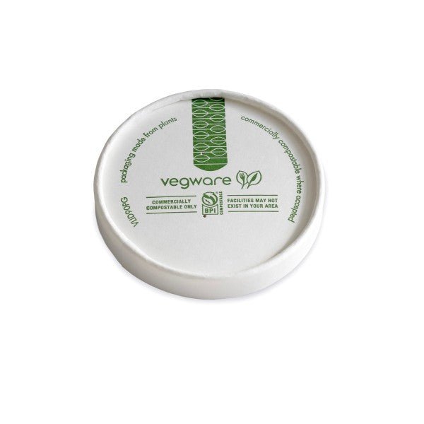 Vegware 90-Series PLA-lined paper lid with vents (QTY:500)