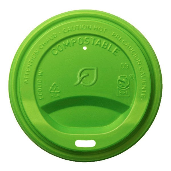 Vegware Veridian 89 Series CPLA Hot Cup Lid Green Compostable (QTY 800), SKU VW-ECOLID-WGN