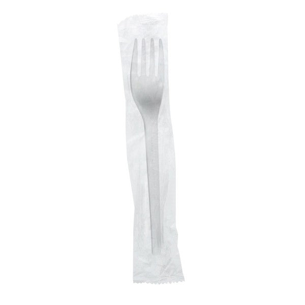 Vegware 6.5in compostable CPLA fork, individual wrap (QTY:1000)