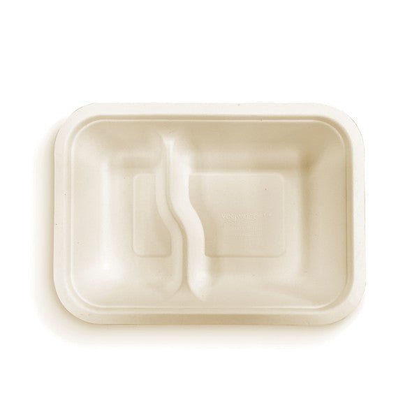 Vegware Nourish Gourmet 2 Compartment Rectangle (V5), Natural Molded Fiber (QTY:600)