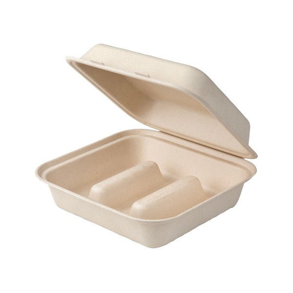 Vegware Nourish 7in taco clamshell, natural molded fiber (QTY:300)