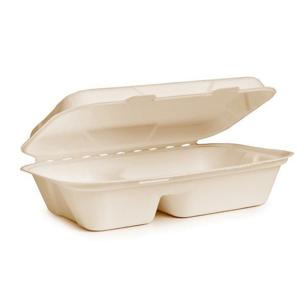Vegware Nourish, 9 x 6in 2-Comp Clamshell, Natural Molded Fiber (QTY:250)
