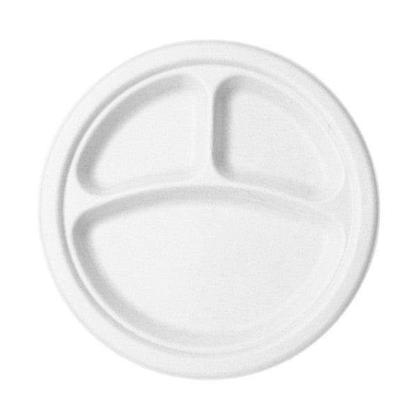 Vegware Nourish 10in 3-Compartment Molded Fiber Plate Compostable (QTY 500), SKU VW-P007NFA