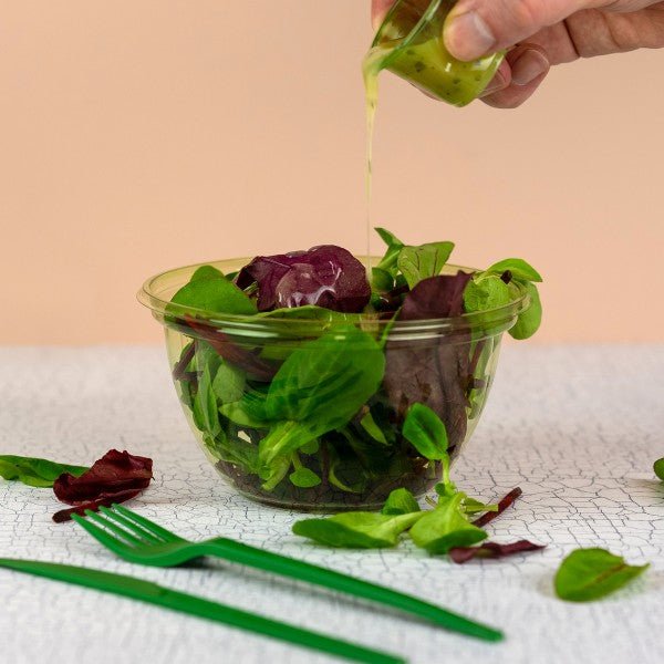 Vegware Veridian 18oz PLA Petal Salad Bowl w/ Lid green (QTY:150)