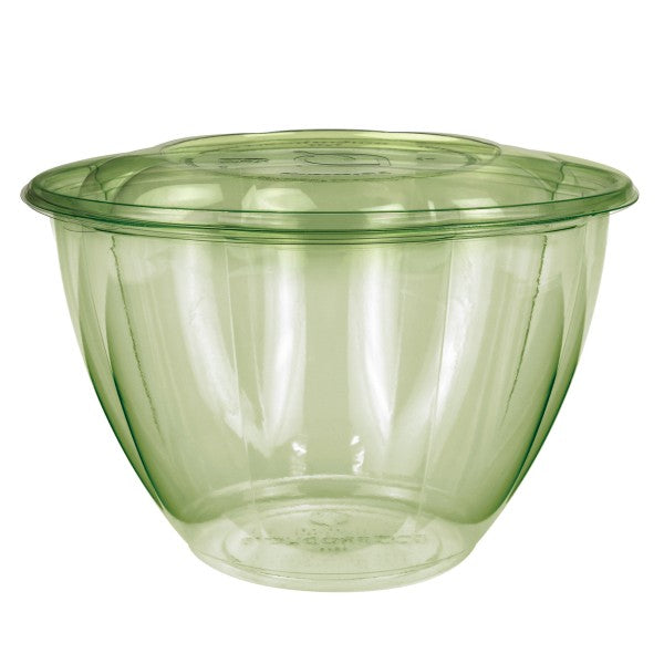 Vegware Veridian 48 oz PLA Petal Salad Bowl with Lid Green Compostable (QTY 150), SKU VW-SB48GN