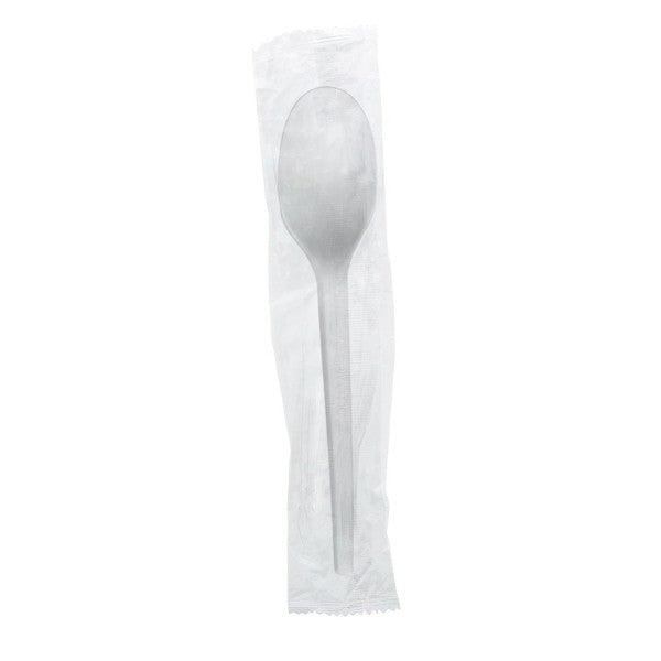 Vegware 6.5in compostable CPLA spoon, individual wrap (QTY:1000)