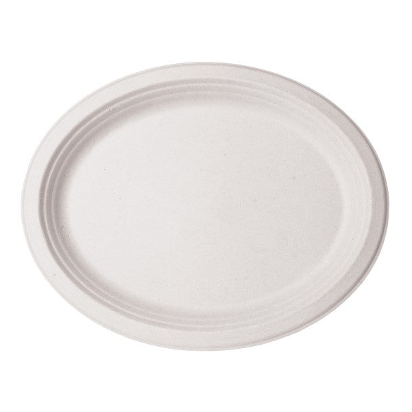 Vegware 7 x 10in oval platter, white molded fiber (QTY:500)