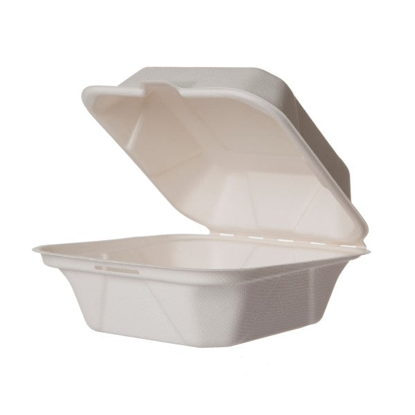 Vegware 6in clamshell, white molded fiber (QTY:400)