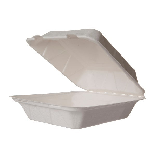 Vegware 8in clamshell, white molded fiber (QTY:200)