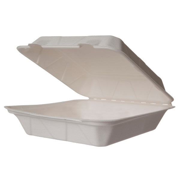 Vegware 9in clamshell, white molded fiber (QTY:200)