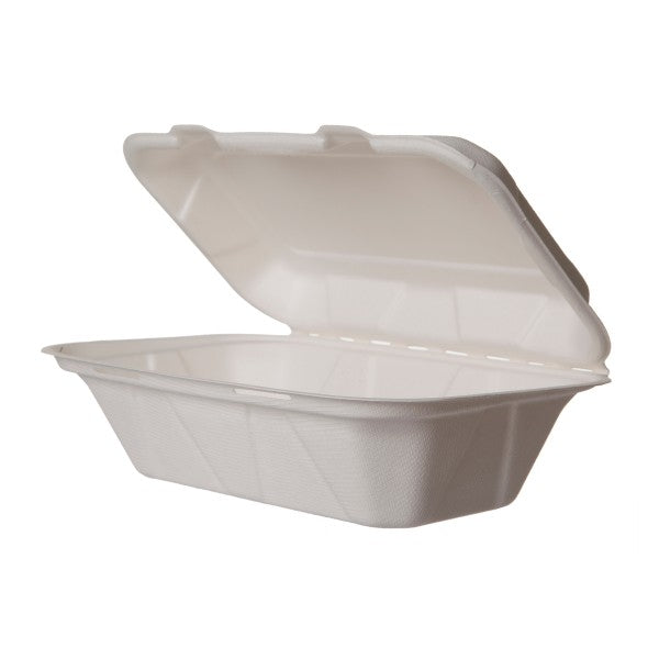 Vegware 9 x 6in hoagie clamshell, white molded fiber (QTY:250)