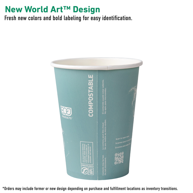 Eco-Products World Art Renewable & Compostable Hot Cups 12oz (QTY 1000), SKU EP-BHC12-WA