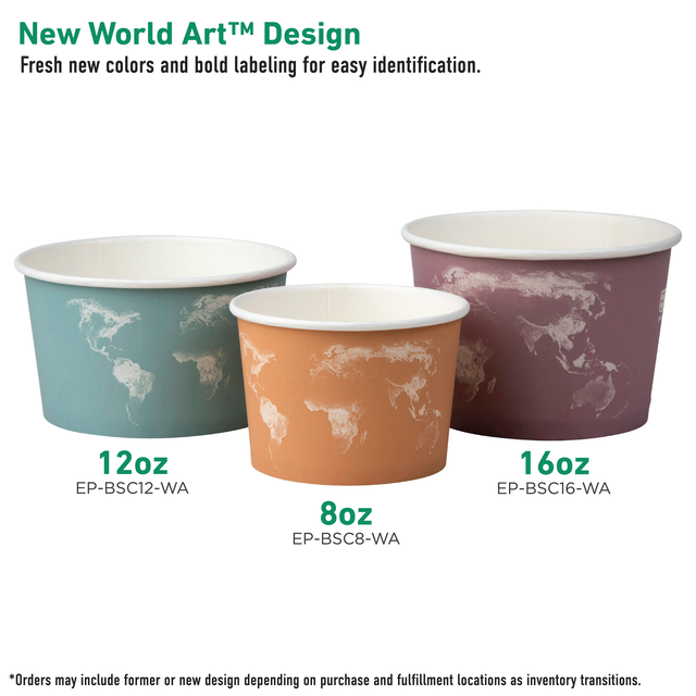 Eco-Products World Art Compostable Food Containers 16oz (QTY 500), SKU EP-BSC16-WA