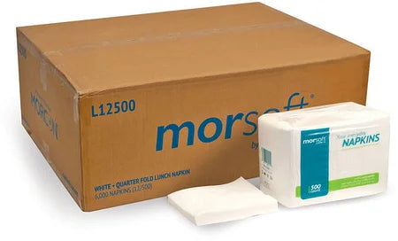 Morcon L12500, 12" x 12" Morsoft® 1-Ply 1/4 Fold Paper Luncheon Napkins (6,000/case)