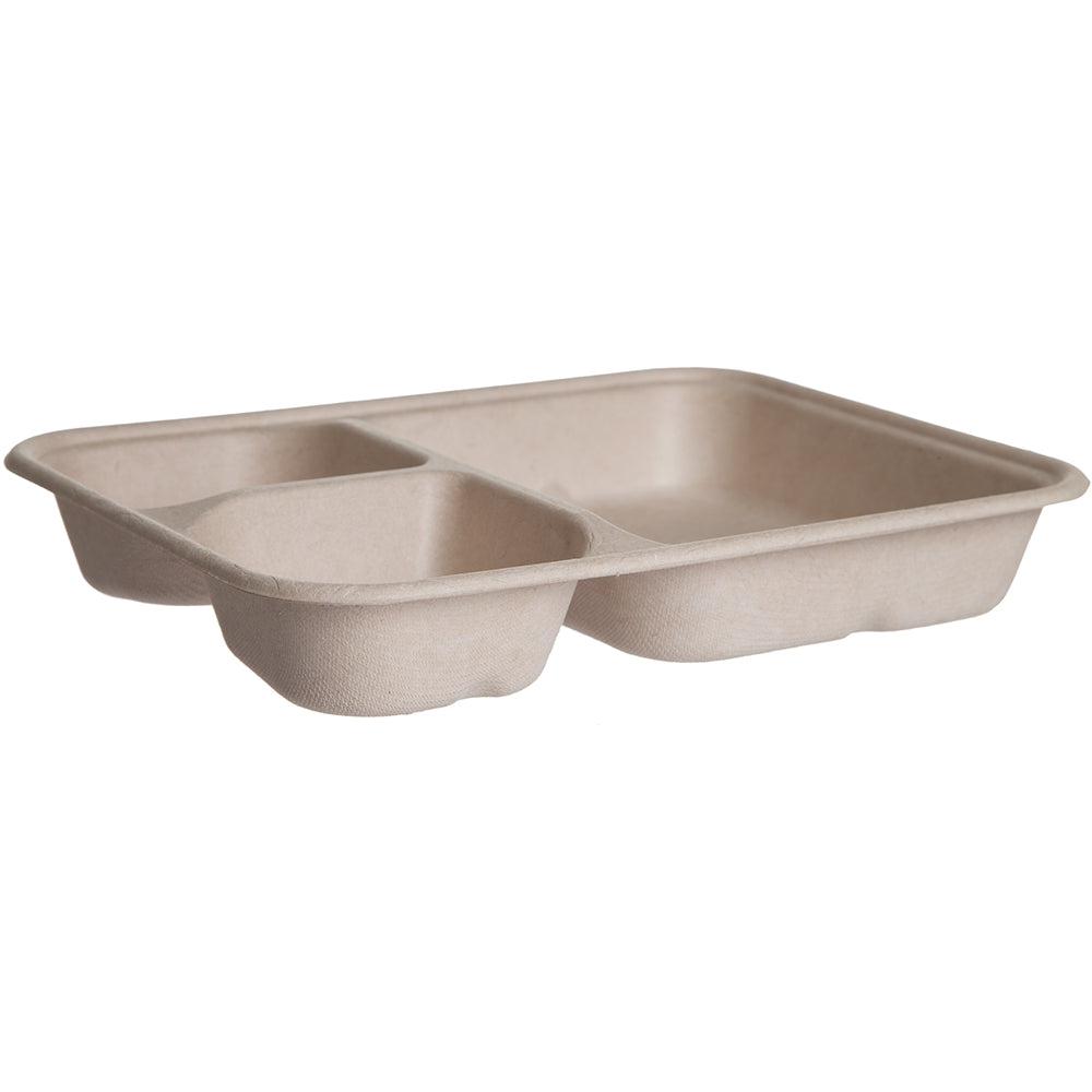 WorldView Compostable 3-Cmpt Tray (QTY:400)