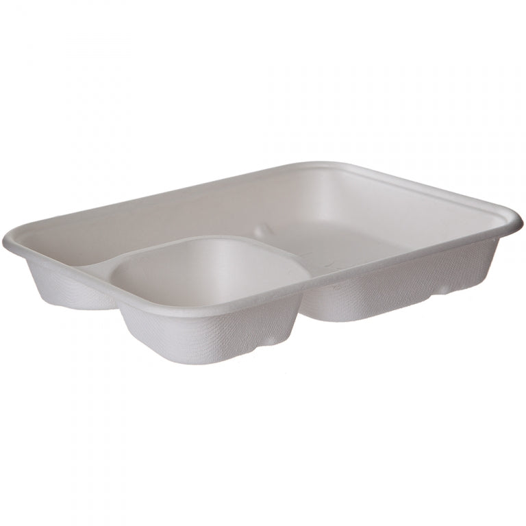 WorldView Compostable Sugarcane 2-Cmpt Tray (QTY:400)