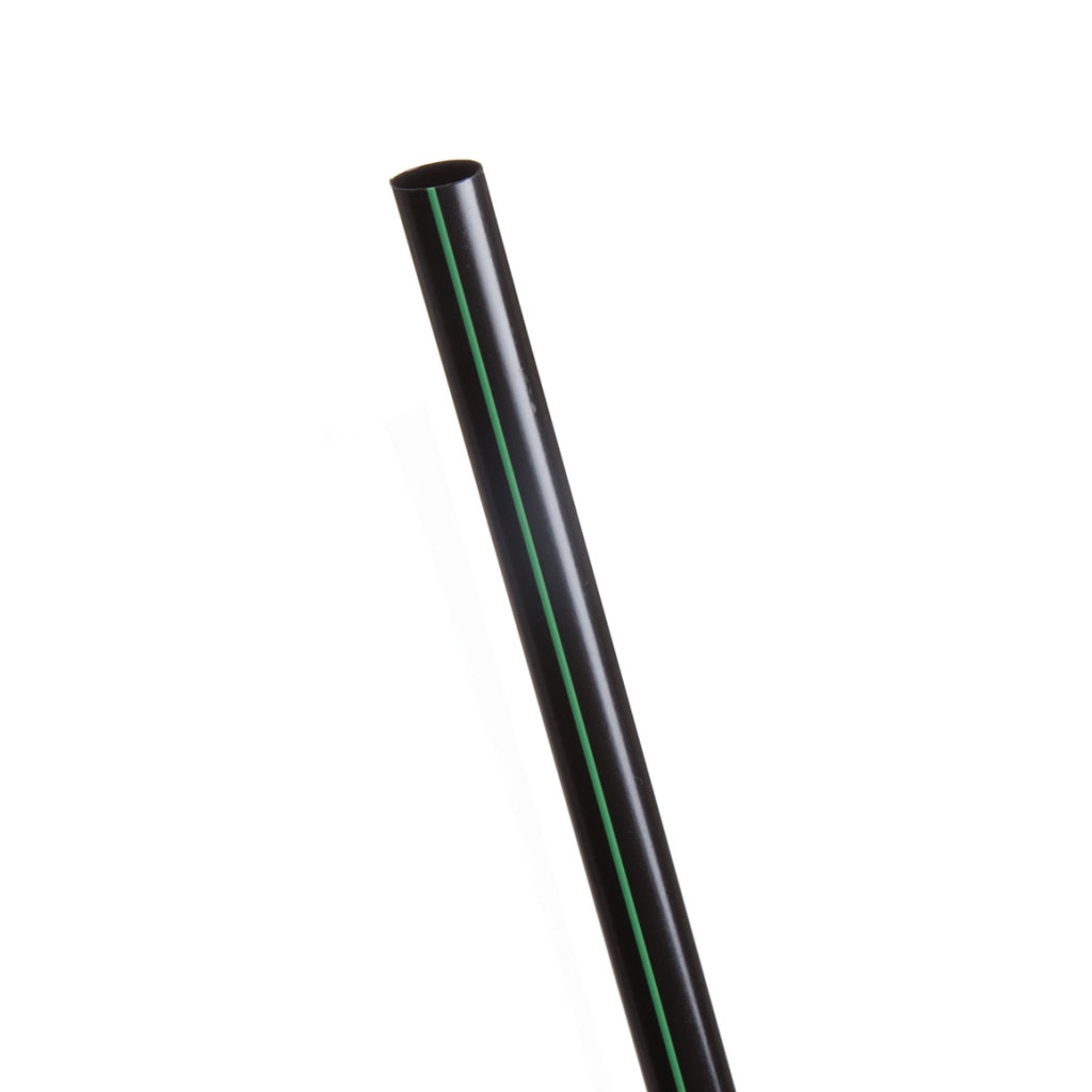 GreenStripe 7.75" Black - Unwrapped Straw - 8mm diameter (QTY:7200)