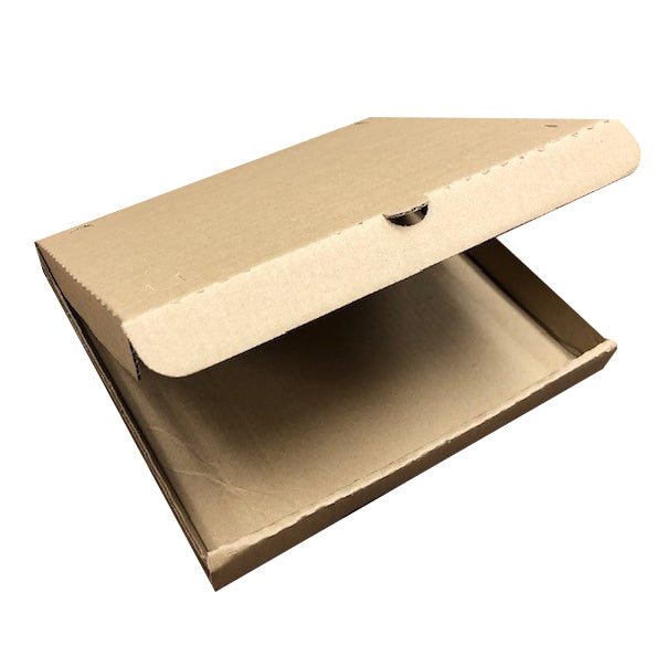 10 Inch - plain Kraft pizza box with no print. Heavy, and robust forrigated. Standard 2inch height.