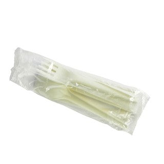 Compostable cutlery meal kit (6.5in knife, fork, spoon, napkin, S&P in bio film) (QTY:250)