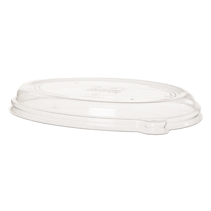 WorldView 100% Recycled Content Lid - Fits 24 & 32 oz. Oval Sugarcane Take-Out Containers (QTY:300)