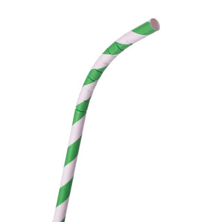 7.75" Striped Paper FLEX Straw, Green - Unwrapped (QTY:6200)