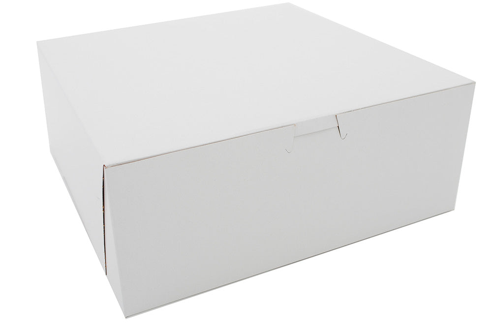 Southern Champion Tray 0973 Premium Clay-Coated Kraft Paperboard White Non-Window Lock Corner Bakery Box, 10" Length x 10" Width x 4" Height (qty: 100)