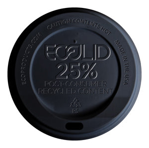 EcoLid 25% Recycled Content Hot Cup Lids Black - 10-20 oz. (QTY:1000)