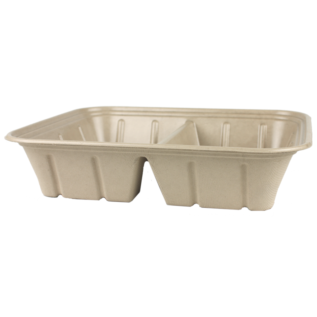 World Centric Half Size (112 oz) Fiber Catering Pan Laminated, 2-Compt (SKU: CA-SC-112DL)