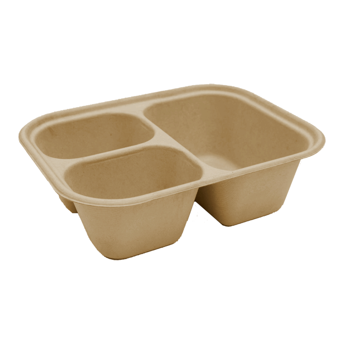 World Centric 10x7.5x3" (48 oz) Fiber Container, 3-Compt (SKU: TR-SC-10T3)