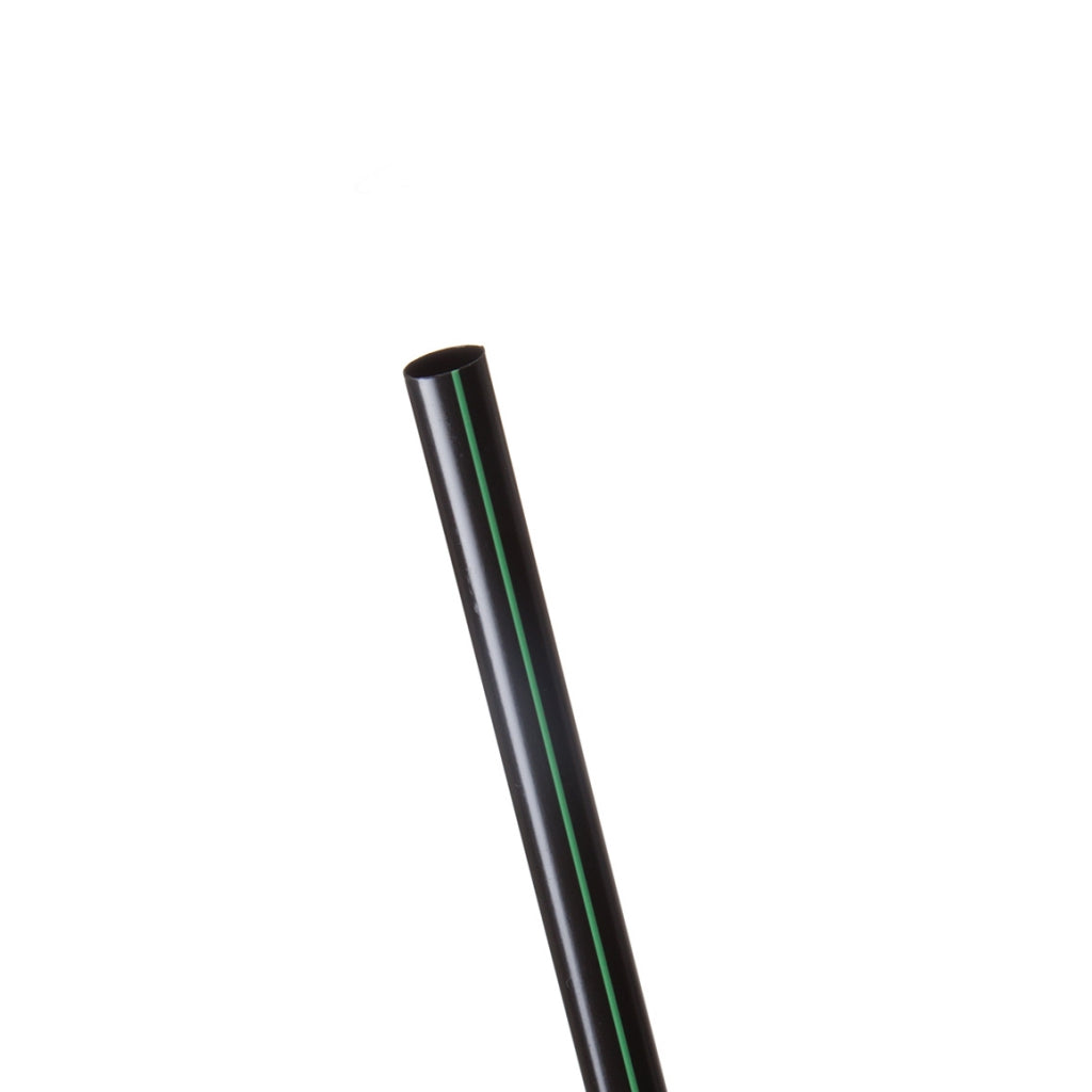 GreenStripe 6" Black - Unwrapped Straw - 5mm diameter (QTY:7200)