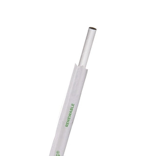 7.75" Jumbo Paper Straw, White - Wrapped - 6mm diameter (QTY:3000)